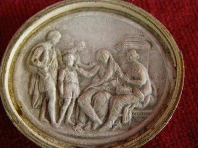 Antique Intaglio Roundal Seal Roman Family Scene Grand Tour Plaster 