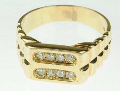 MENS 10K YELLOW GOLD DIAMOND CLUSTER ESTATE RING 85208  