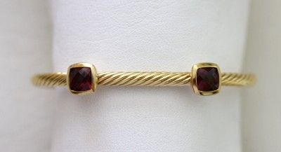 David Yurman 18K Yellow Gold Garnet Cable Noblesse Bracelet  