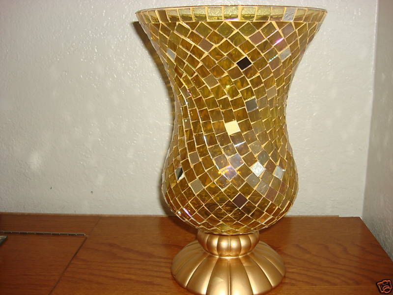 Partylite ~ GOLD MOSAIC HURRICANE NIB RETIRED HTF  