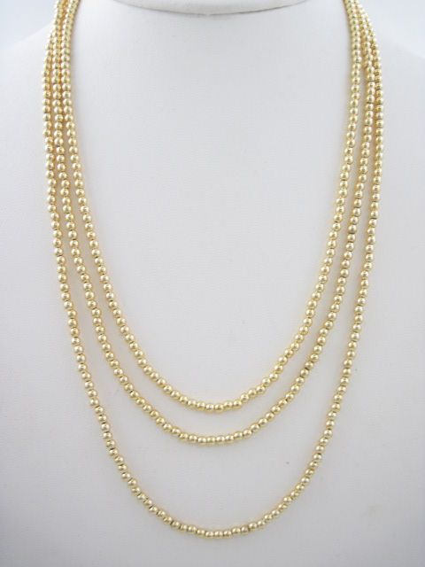 NEW A.V MAX Gold Tone Beaded Chain Long Necklace  