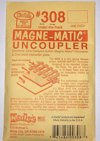 Kadee TT   HO   O scale # 308 magne matic uncoupler  