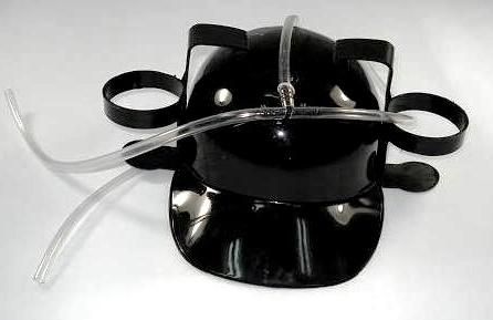 NEW BLACK PARTY DRINKING HELMET SODA BEER HAT HOLDER   