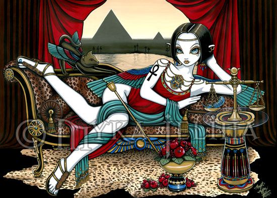 Egyptian Goddess Maat Pyramid Angel Art OOAK ACEO Mayet  