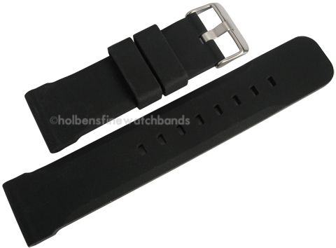 22mm Black Diver Silicone Rubber deBeer Buckle Watch Band Strap Men 