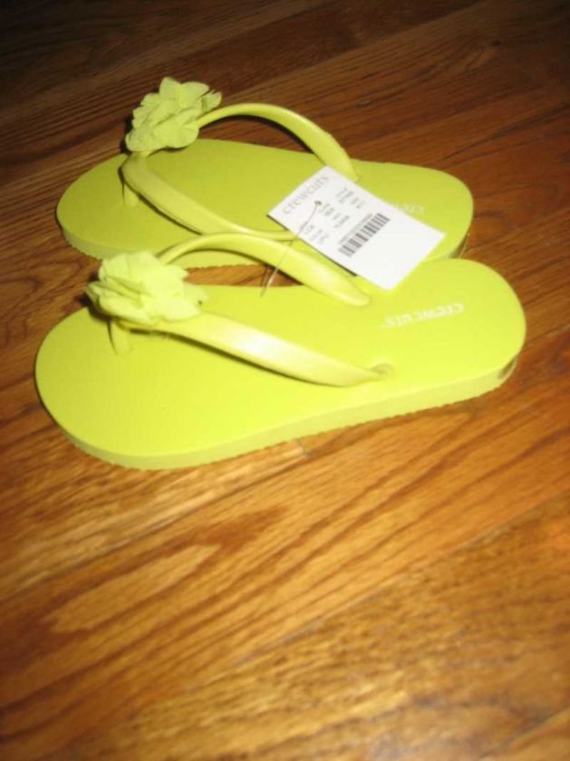 NWT JCREW CREWCUTS GIRLS YELLOW LEMON PULP TULLE BOW FLIP FLOPS 