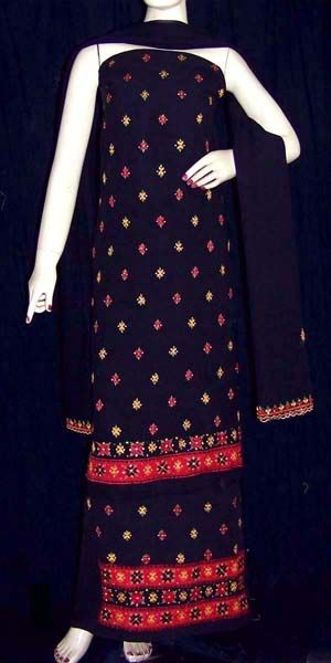   KAMEEZ SUIT MATERIAL RESHAM PHULKARI & SEQUNS EMB LADIES DEN  