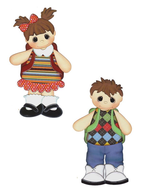 School Boy Girl Embellishment 3 D Paper Piecing  