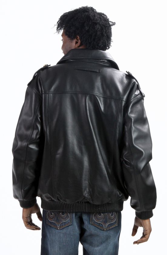   New Black Leather Military Bomber Jacket Urban Hip Hop M L XL  