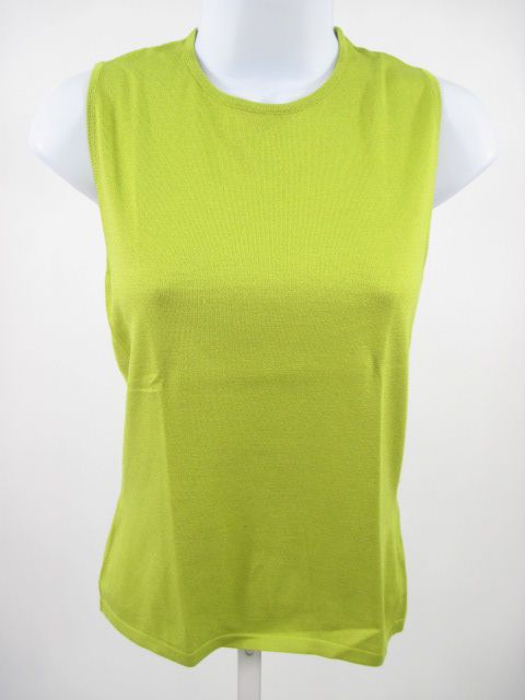 CELINE Chartreuse Silk Sleeveless Knit Top Sweater Sz M  