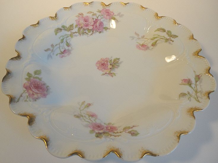 Haviland Limoges Rose Scalloped Gold Gilt Edged Lg Bowl  