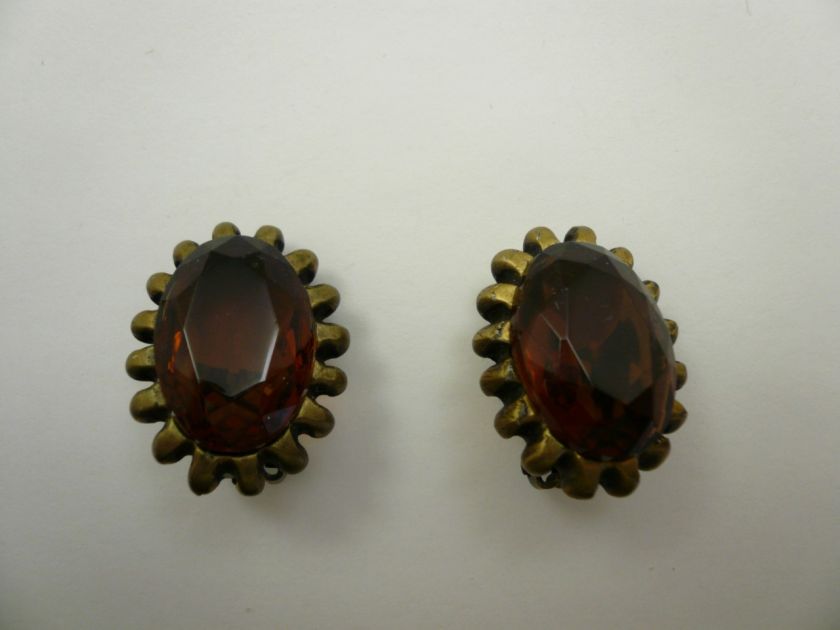 Vintage Antique Button Clip On Earrings  