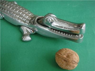   Large Chrome Smiling CROCODILE Table nut cracker C.1930SRare  