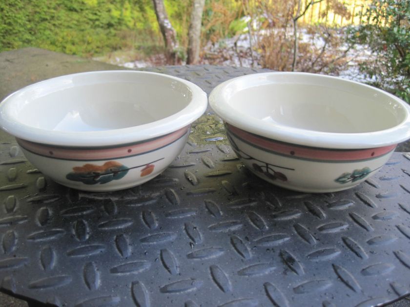 Hartstone Pottery 2 Woodland Chowder Soup Bowls Leaves Acorn Grapes 