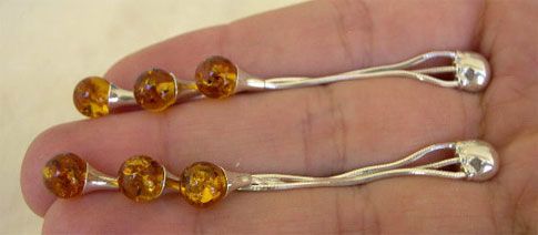 LINEAR LONG EARRINGS BALTIC HONEY or BUTTERSCOTCH AMBER & STERLING 