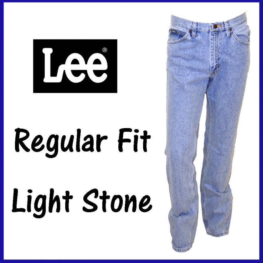 NEW MENS LEE REGULAR FIT STRAIGHT LEG JEANS LIGHT STONE  