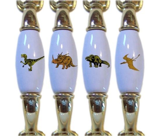 DINOSAUR Cabinet DRAWER PULL Handles Chrome Brass  