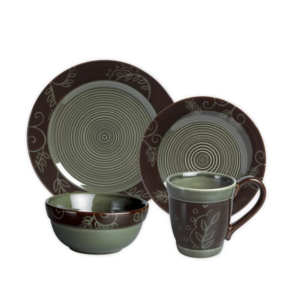 Pfaltzgraff Clermont Fern Blue Dinnerware Set, 16 Pc. 024131196296 