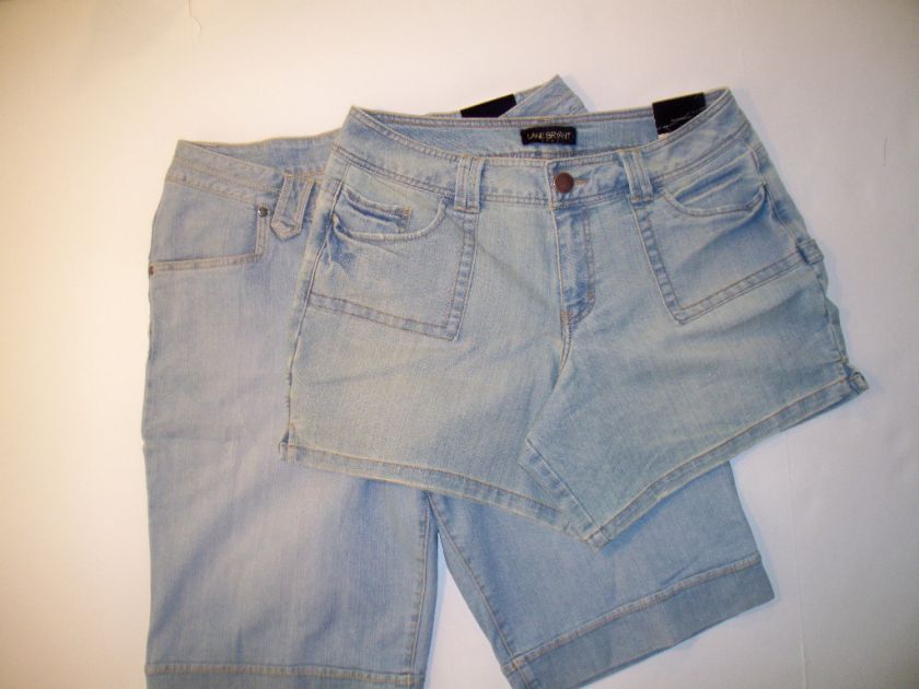 Lane Bryant Light Blue Denim Shorts Bermuda Plus NWT  