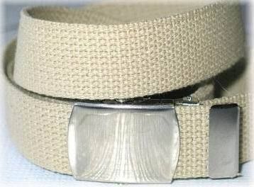 Military Buckle Web Belts 1 1/4 Cotton Canvas NATURE  