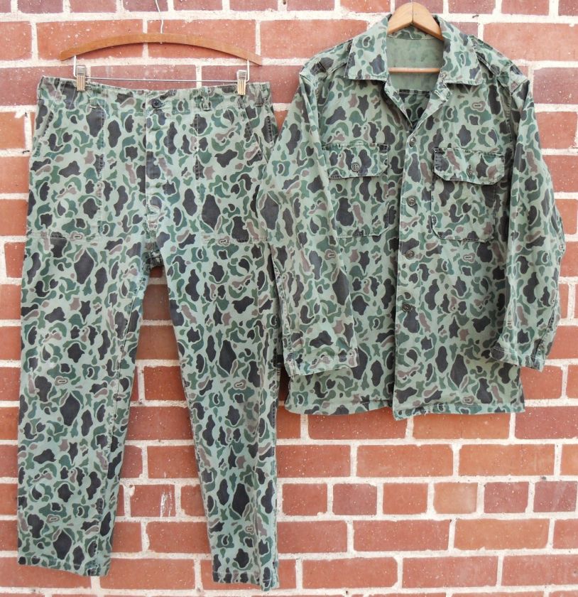   MARINE CORPS HBT DUCK HUNTER CAMO MILITARY UNIFORM SHIRT PANTS  