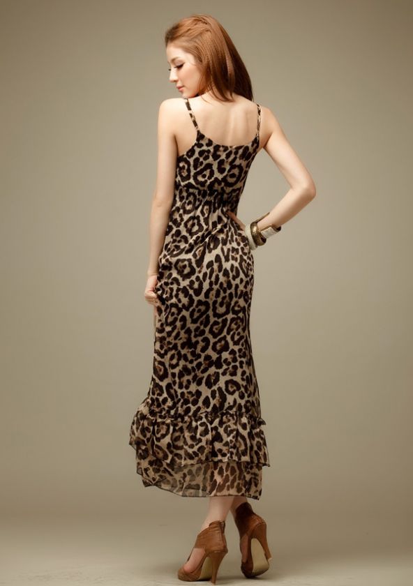 CHIC MAXI EMPIRE STRAP DRESS LEOPARD SIZE S RY1912  