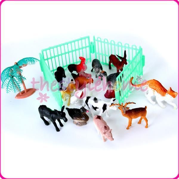 Lot of 12 PLASTIC FARM ANIMAL Figures Toy Barn YARD new  