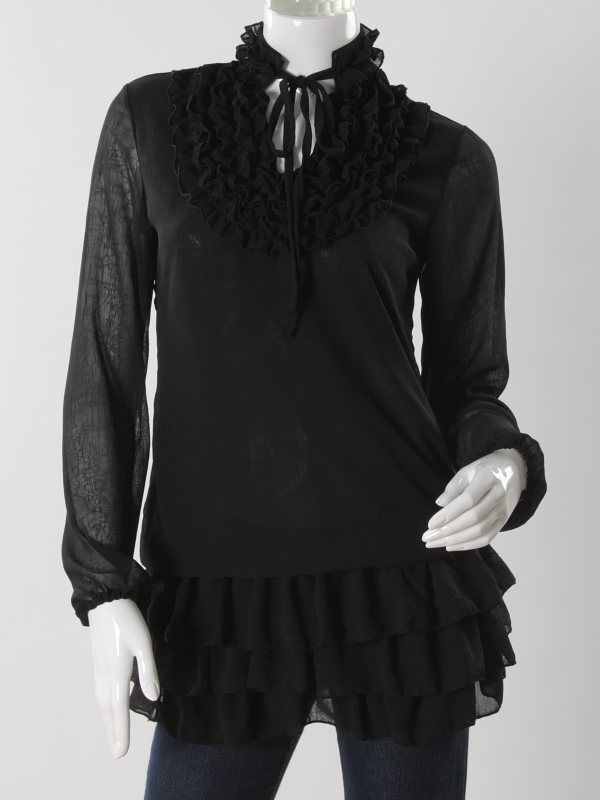 FASHION ON MOON FANCYQUBE STUNNING RUFFLE TIER DRESS TUNIC LONGSHIRT 