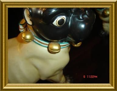   PORCELAIN VERY RARE AMAZING LARGE PAIR MALE & FEMALE PUG DOGS  