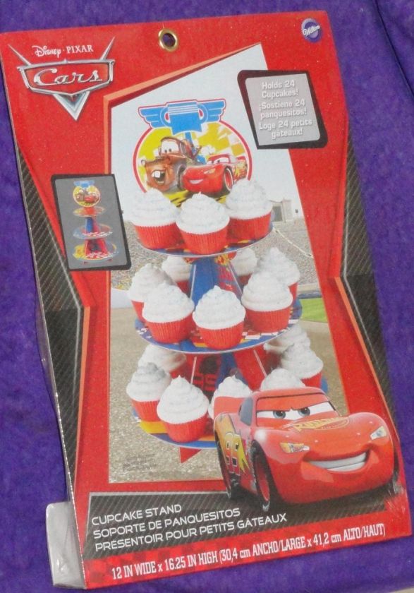 CARS 2 CUPCAKE STAND, CARDBOARD,WILTON,PISTON CUP  