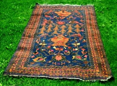 1900s Antique Persian Bidjar Prayer Rug 48 by 92 ½  