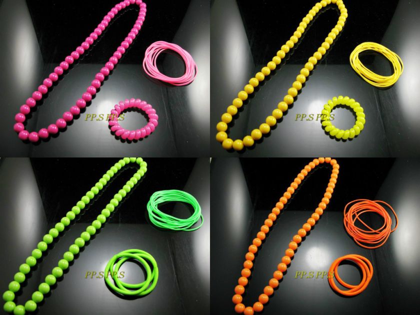   Necklace + 12 Gummy Bangle Bracelet + Elastic Hair Bobble Tutu New UK