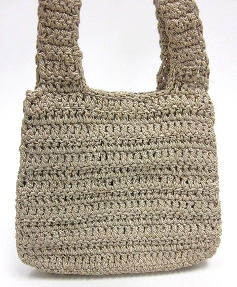 CARRIE FORBES Beige Woven Crochet Bag Handbag  