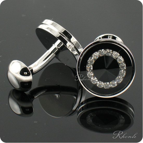 WHITE DIAMOND SILVER CUFFLINKS CL191A  