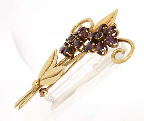 VINTAGE TIFFANY & Co. PINK TOURMALINE FLOWER PIN BROOCH  