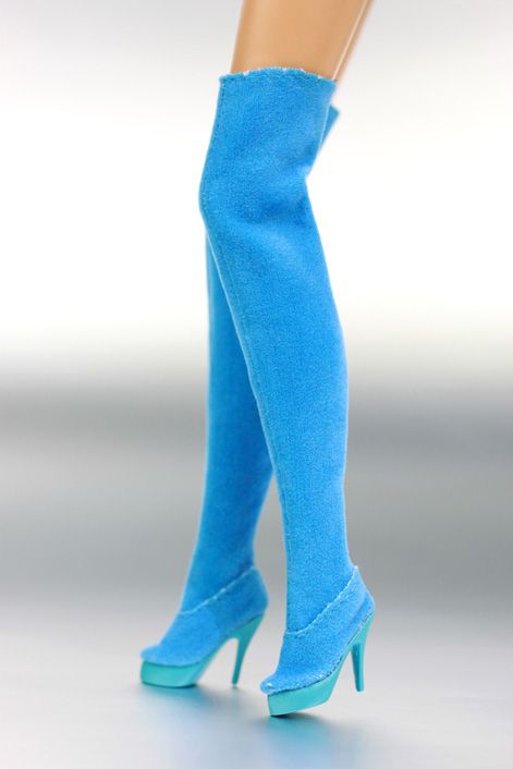 B356 Blue Designer Fashion Long Boots for Barbie FR  