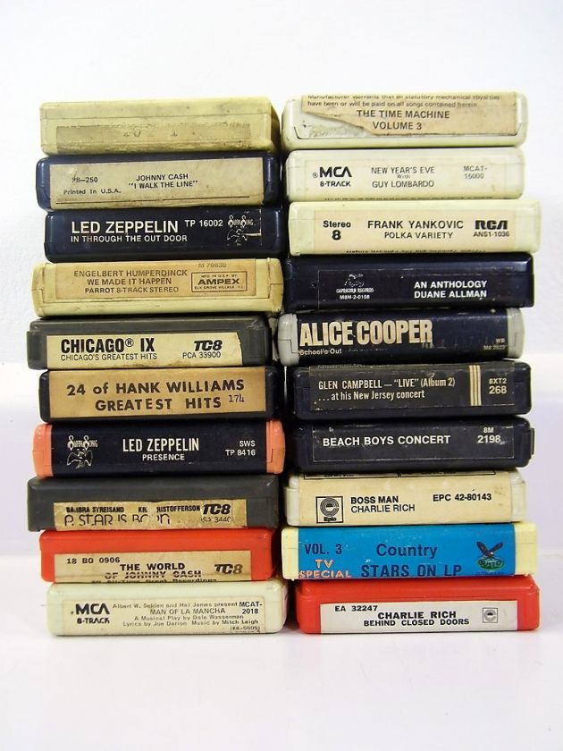   Cassettes Cash Streisand Zeppelin Beach Boys Beatles Allman Cline