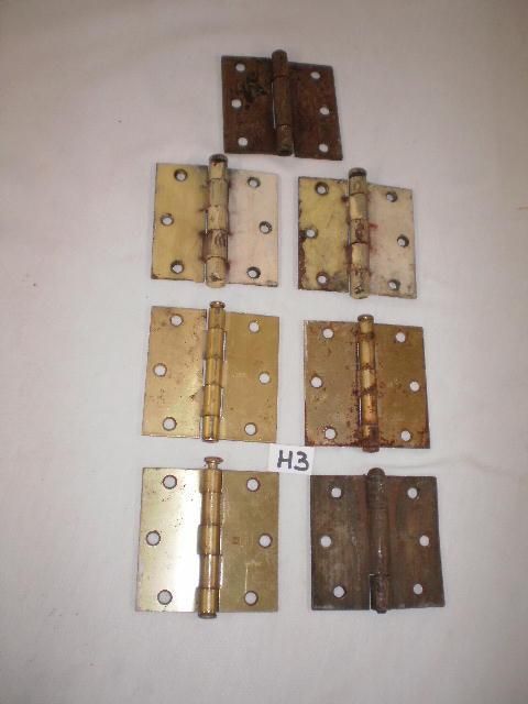 Lot of 7 Old 3 1/2 Steel Hinges Vintage Restoration  