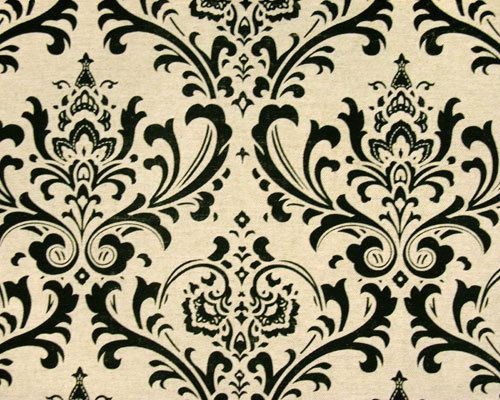 Drapery Upholstery Fabric Black Linen Baroque Large  