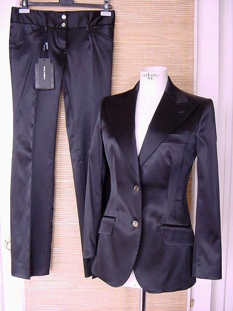 DOLCE GABBANA Pant Suit NEW 6 Tux 2Jeans Satin SUPERB  