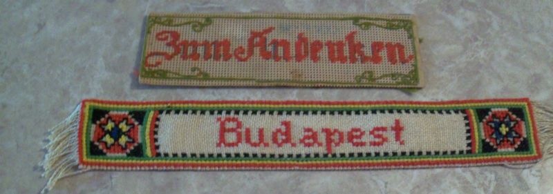 ANTIQUE NEEDLEPOINT BOOK MARKS BUDAPEST FOREIGN OLD  