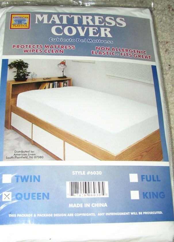 NEW WHITE PLASTIC MATTRESS COVER QUEEN  