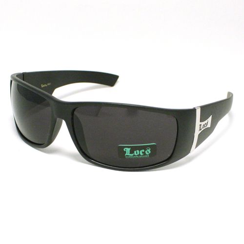 LOCS Mens Biker Gangster Sunglasses Dark MATTE BLACK  