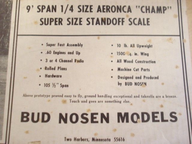 GIANT SCALE ** BUD NOSEN AERONCA CHAMP R/C MODEL AIRPLANE KIT **9 