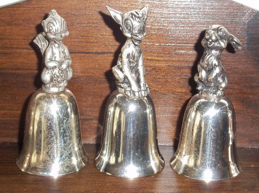   England Collector Society Silver Disney Bells Bambi Flower &Thumper