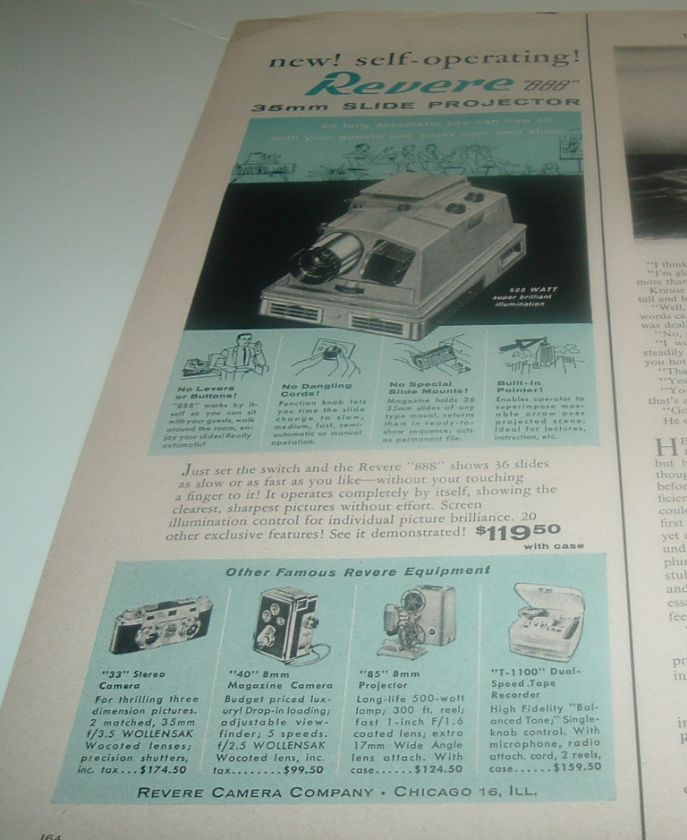 Revere 888 35mm Slide Projector Camera Recorder ad  