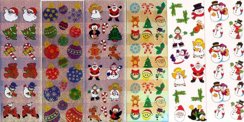 Christmas Santa Ornament Snowmen 36 Packs Stickers Lot  