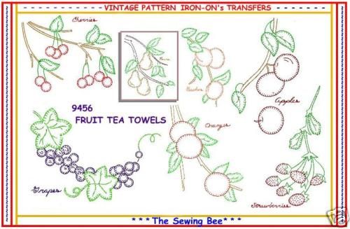9456 Fruit embroidery transfer tea towels patterns  