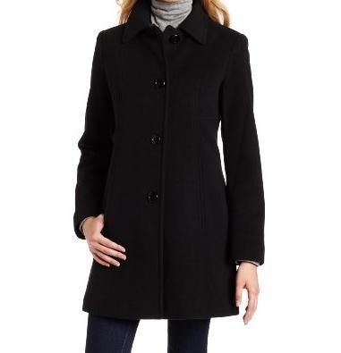 Anne Klein black Wool Blend Winter Coat winter heavy long jacket plus 