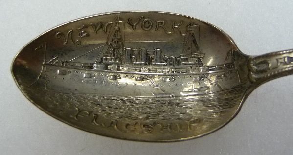 FLAGSHIP NEW YORK, ADMIRAL SAMPSON   SPAN AM WAR SPOON  